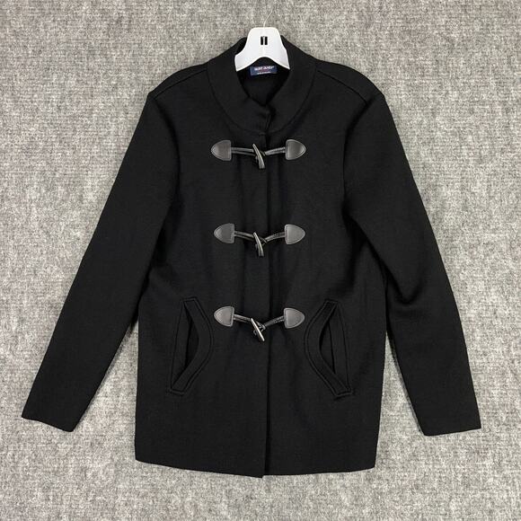 Saint James Womens Duffle Peacoat Pure‎ Wool 10 Black Sweater made in France - Picture 1 of 11